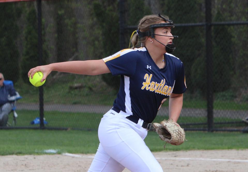Hartland senior Kylie Swierkos pitched a six-inning perfect game against Salem.