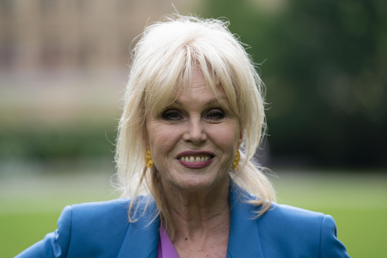 Dame Joanna Lumley in Victoria Tower Gardens in Westminster, London, after calling on ministers to launch a parliamentary inquiry into medical research methods in the UK, warning that animal tests are 