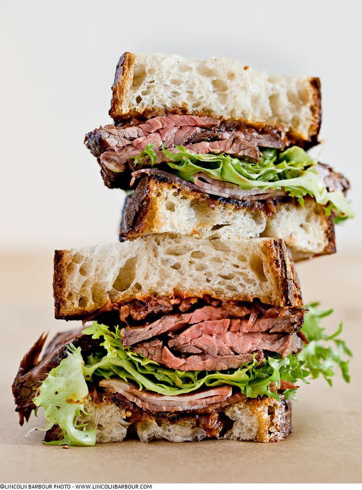 Grilled Hanger Steak and Applewood Smoked Bacon Sandwich