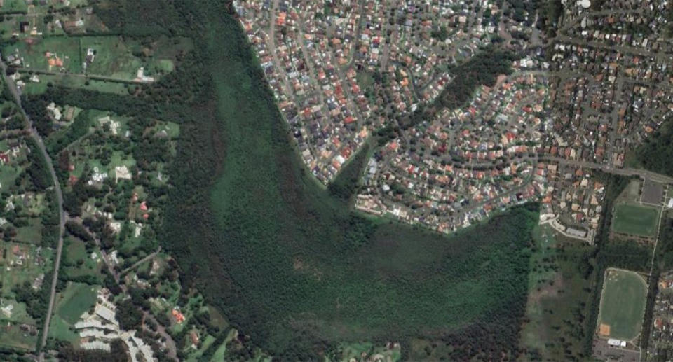 Aerial shot of the NSW central coast region the man was found.