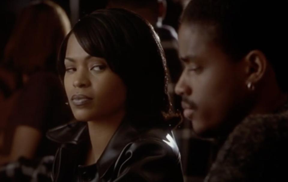 Actor Nia Long gives actor Larenz Tate a sideeye.