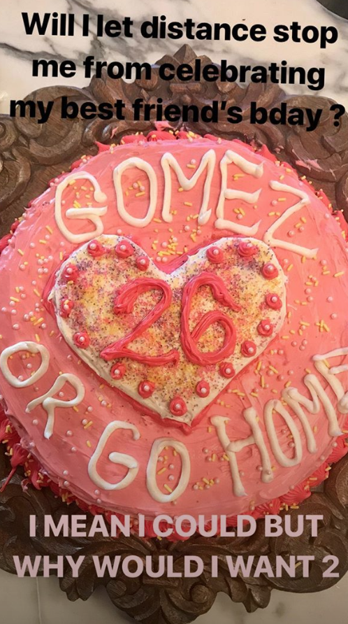 Swift baked this cake for Gomez’s big day. (Photo: Taylor Swift via Instagram Stories)