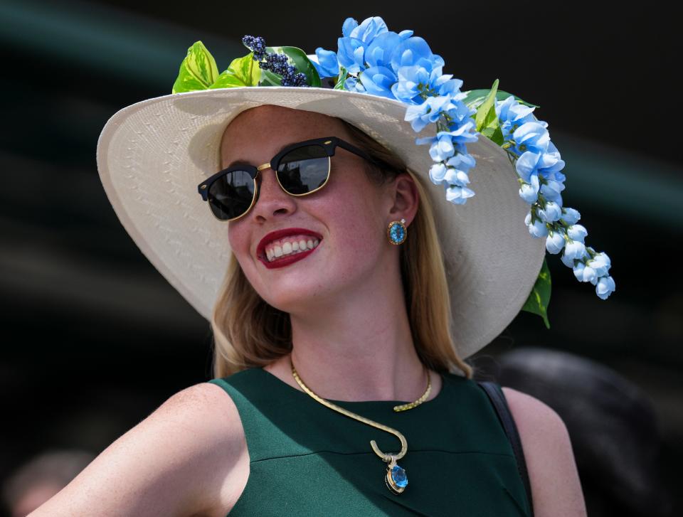Fashionable hats and dress were everywhere in the grandstand at Churchill Downs in Louisville, Kentucky on Thurby, May 2, 2024.