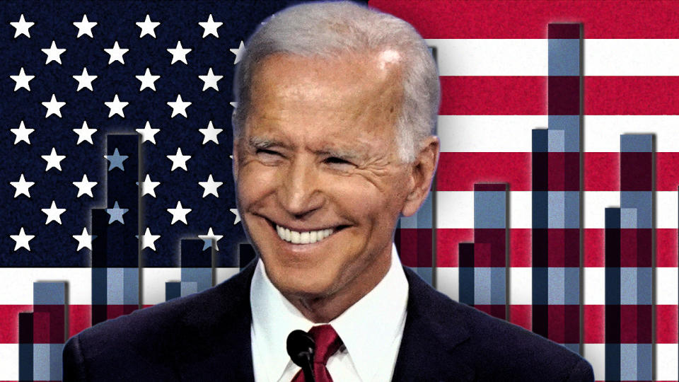 Joe Biden. Photo illustration: Yahoo News; photos: AP(2), Getty Images.