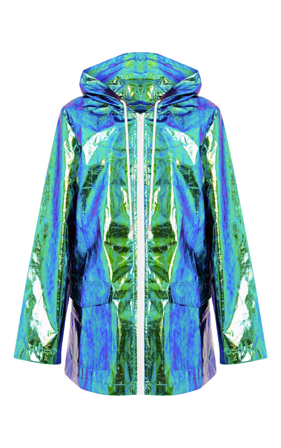 <p>Cobie green holographic rain mac, £25, <a rel="nofollow noopener" href="https://www.prettylittlething.com/cobie-green-holographic-rain-mac.html" target="_blank" data-ylk="slk:Pretty Little Thing;elm:context_link;itc:0;sec:content-canvas" class="link ">Pretty Little Thing</a></p>