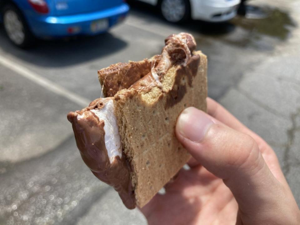 An example of a S'Mores cooked inside a hot car on Thursday, July 7, 2022, outside the Myrtle School Road station of Gastonia Fire Department.