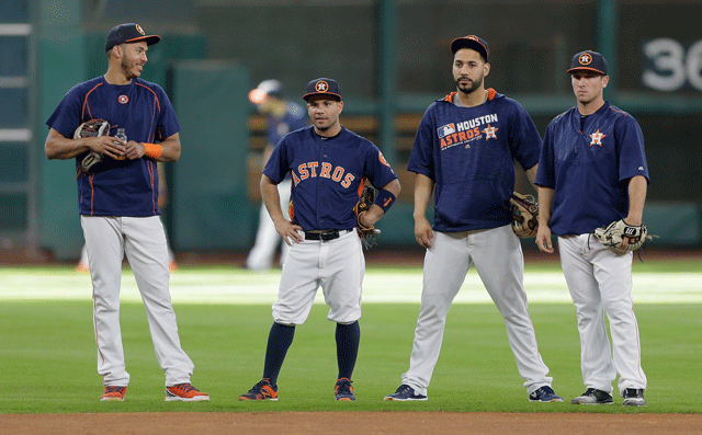 Mighty mite Jose Altuve leads a young, talent-laden Astros infield. (Getty)