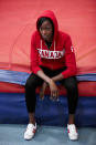 High jumper Nicole Forrester poses in the hoody.