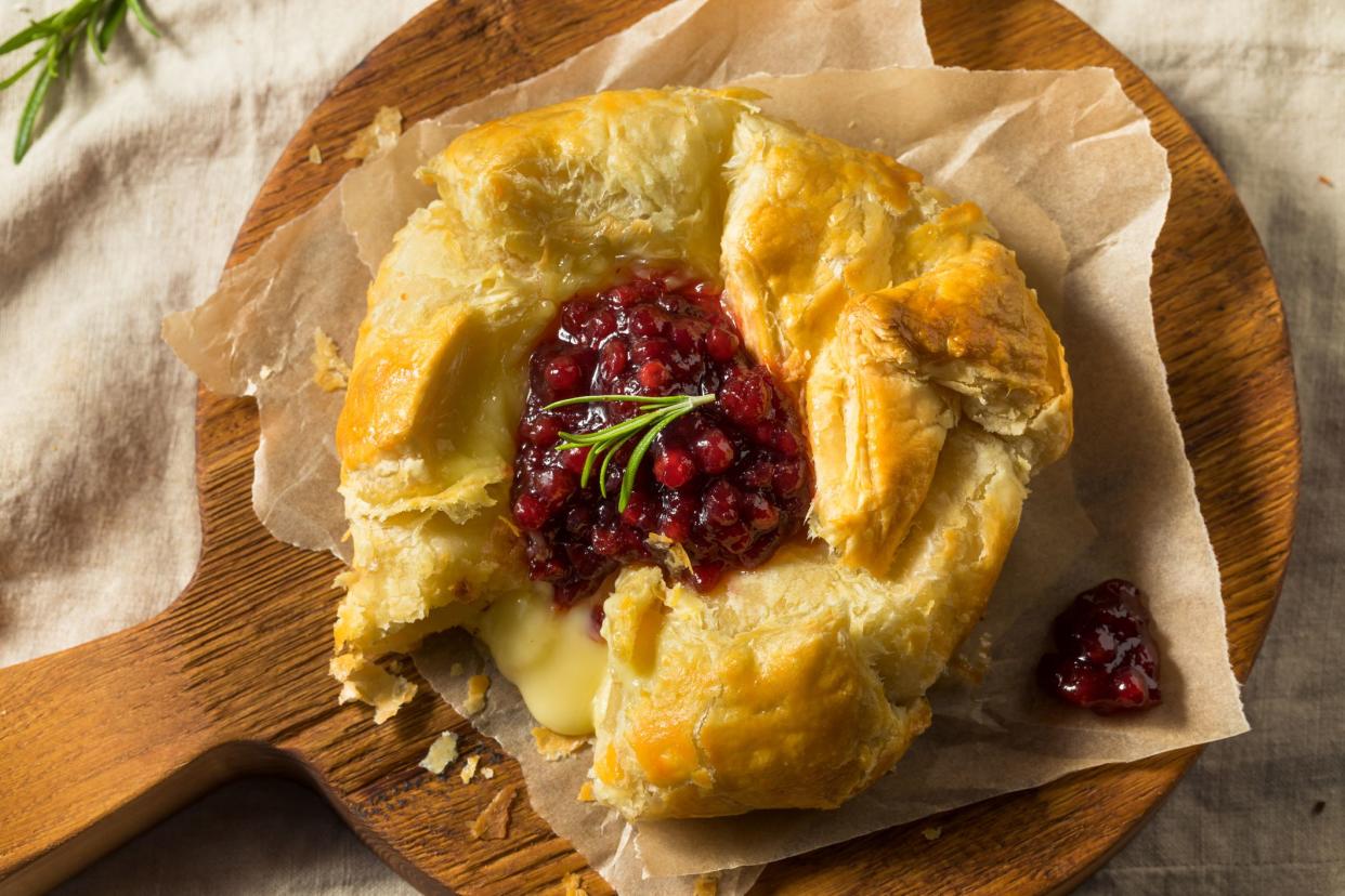 Homemade Baked Brie in Puff Pastry with Lingonberry