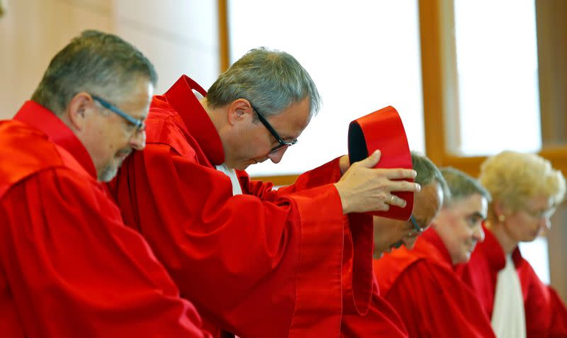 FILE PHOTO: President of Germany's Constitutional Court Vosskuhle attends the ruling on the legality of a European Central Bank emergency bond-buying scheme at the court in Karlsruhe