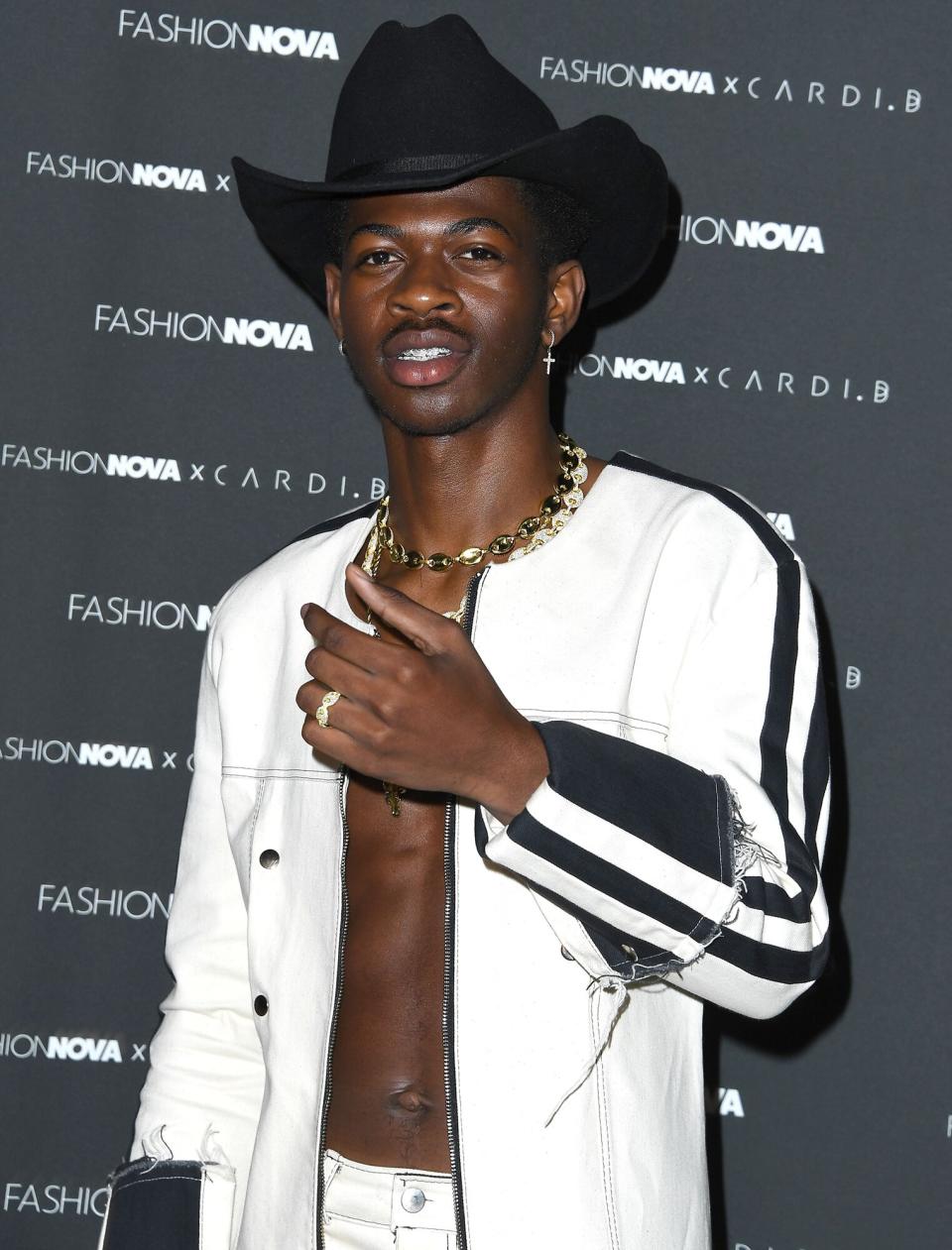 Lil Nas X arrives at the Fashion Nova x Cardi B Collection Launch Party at Hollywood Palladium on May 08, 2019 in Los Angeles, California