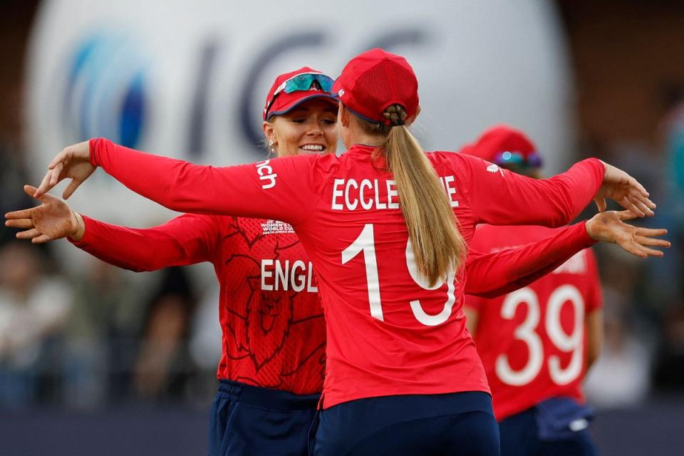 Spin duo Sarah Glenn and Sophie Ecclestone could be key to England’s success at the Women’s T20 World Cup (AFP)