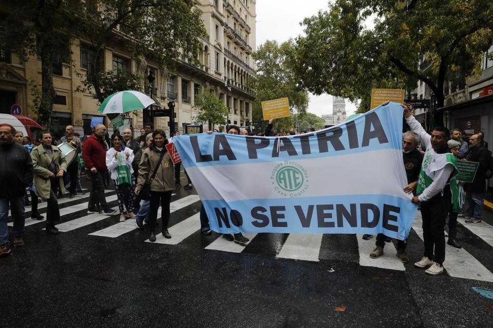 La protesta de ATE, bajo la lluvia