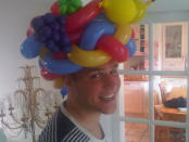 Celebrity photos: Olly Murs joked on Twitter this week that he’d ditched his trademark trilby hats for a new form of headgear, in the shape of a balloon hat. He posted this image along with the caption: “Just bought a new hat for my summer shows ;)”