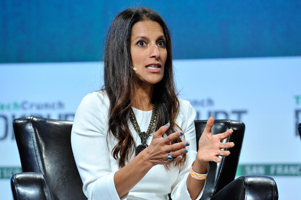 SAN FRANCISCO, CA - SEPTEMBER 23:  Sukhinder Singh Cassidy of Joyus speaks onstage during TechCrunch Disrupt SF 2015 at Pier 70 on September 23, 2015 in San Francisco, California.  (Photo by Steve Jennings/Getty Images for TechCrunch)