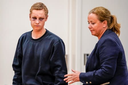 Philip Manshaus, who is suspected of an armed attack at Al-Noor Islamic Centre Mosque and killing his stepsister, appears in court in Oslo