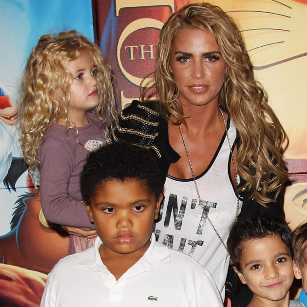 Celebrity mums: Katie Price with her children Harvey, Princess and Junior / Getty