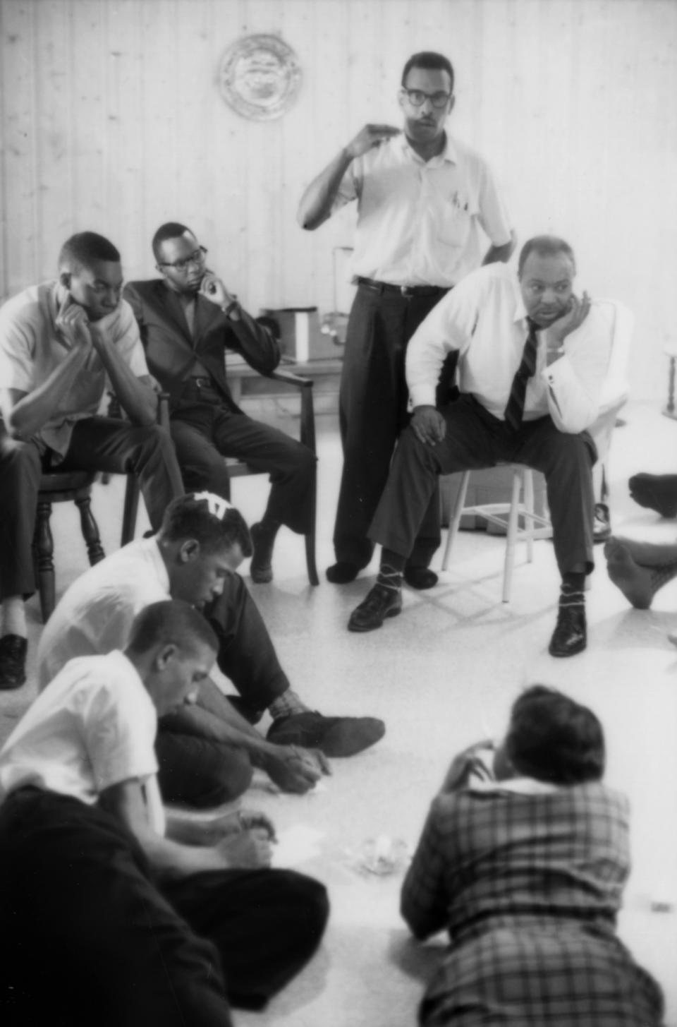 Freedom Rider John Lewis with a bandaged head, relaxing and regrouping with fellow Freedom Riders in a safe house in Montgomery, Ala., during the Freedom Rider crisis in May of 1961.  (Photo: Paul Schutzer/Time Life Pictures/Getty Images)