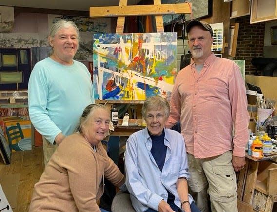 Painters Peter Cady, Dustan Knight, Barbara Adams, and Tom Glover will create a collaborative painting inspired by live jazz at PMAC's "Painters at Work" event on Oct. 13.