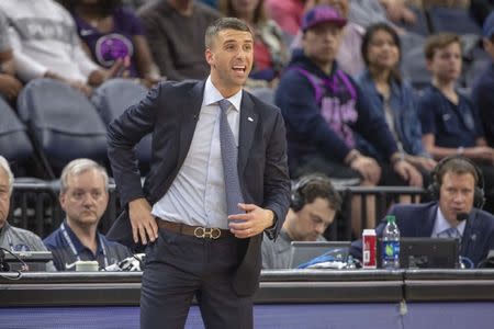 Apr 7, 2019; Minneapolis, MN, USA; Minnesota Timberwolves head interim coach Ryan Saunders looks on during the second half against the Oklahoma City Thunder at Target Center. Mandatory Credit: Jesse Johnson-USA TODAY Sports