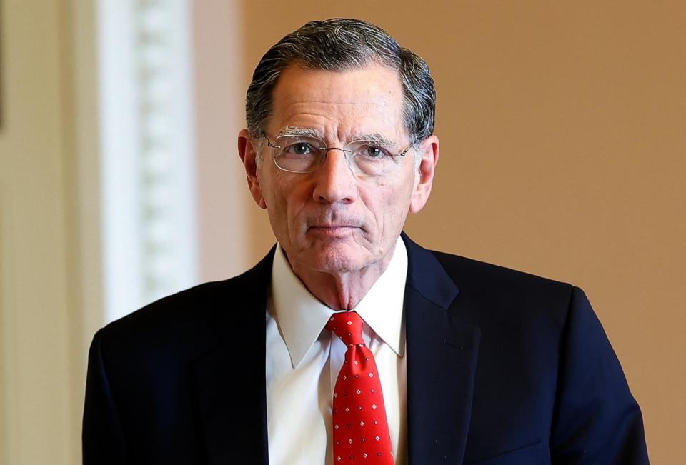 PHOTO: Sen. John Barrasso walks to a vote in the Senate Chambers at the U.S. Capitol, Feb. 7, 2024, in Washington. (Anna Moneymaker/Getty Images)