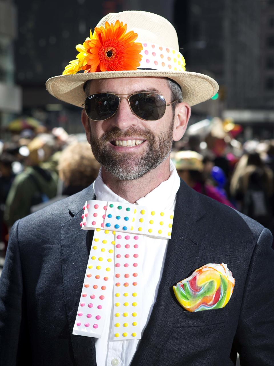 Mike Angell poses for a portrait as he takes part in the annual Easter Bonnet Parade in New York