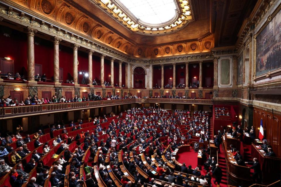 France’s MPs and Senators during the gathering of both houses of parliament in Versailles (via REUTERS)