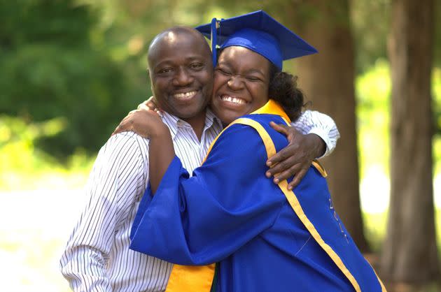 Mariama Ibrahim, right, is pictured with father Jimo Ibrahim.