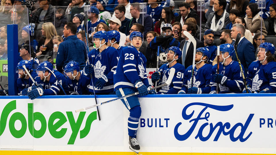 Matthew Knies brought some offensive potential to the Leafs' bottom-six. (Photo by Kevin Sousa/NHLI via Getty Images)