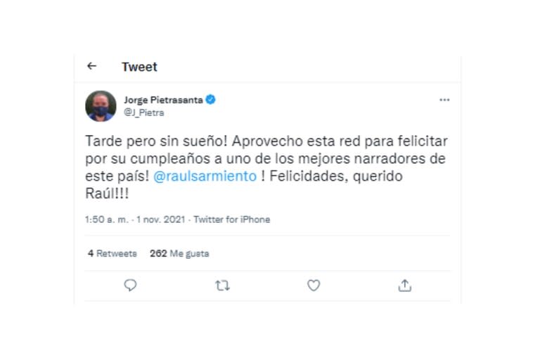 A través de su cuenta de Twitter, Pietrasanta se sumó a las bromas sobre su bochornoso episodio