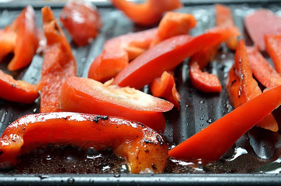 close up of grilled bell pepper