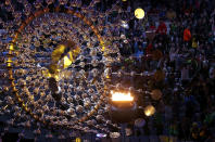 <p>The Olympic cauldron before the closing ceremony at the Maracana Stadium in Rio on August 21, 2016. (REUTERS/Marcos Brindicci) </p>