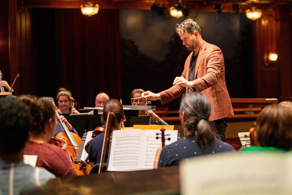 The Tallahassee Symphony Orchestra rehearses in Ruby Diamond Auditorium on Tuesday, March 21, 2023. Darko Butorac conducts Mahler's 3rd Symphony on Saturday, March 23, 3024.