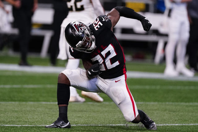 Atlanta Falcons linebacker Quinton Bell (56) looks on against the