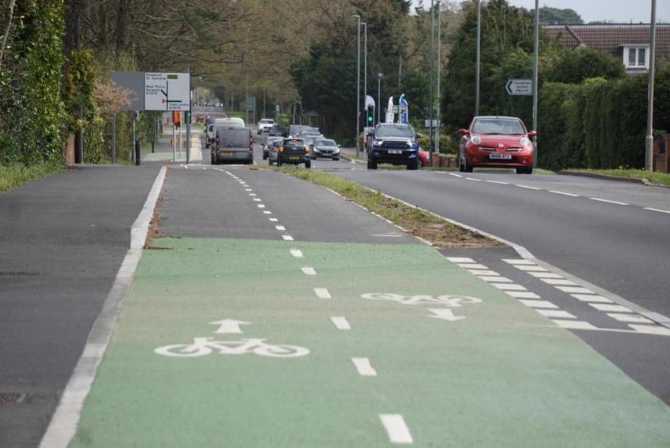 Bournemouth Echo: Cycle lane in Wimborne Road East, Ferndown