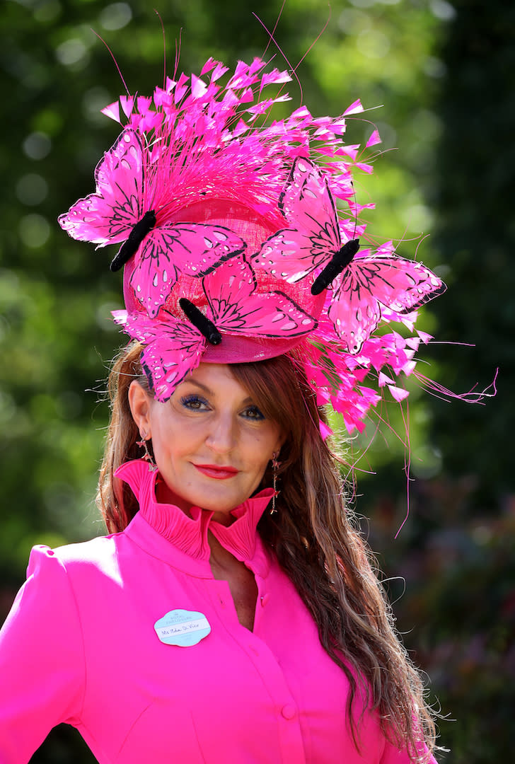 Attendee Ilda Di Vico celebrated summer in a vibrant butterfly-emblazoned fascinator on day four. <em>[Photo: Getty]</em>