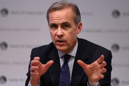 FILE PHOTO: The Governor of the Bank of England, Mark Carney hosts a Financial Stability Report news conference at the Bank of England, in London, Britain November 28, 2018. Daniel Leal-Olivas/Pool via REUTERS