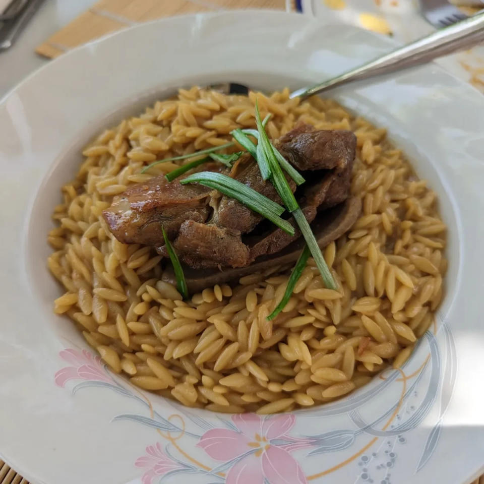 Crouch loves the lamb orzotto dish served in the south of Albania (Giulia Crouch)