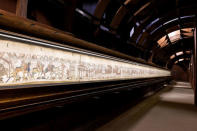 View shows the Bayeux Tapestry, an 11th century treasure that tells the tale of how William the Conqueror came to invade England in 1066, in this undated photo provide by the Bayeux Museum on January 18, 2018. Bayeux Museum/Stephane Maurice/Handout via REUTERS