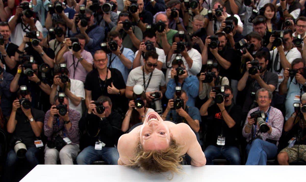 Director Emmanuelle Bercot poses during a photocall for the film ‘La Tete Haute’ out of competition before the opening of the 68th Cannes on 13 May 2015 (Reuters)