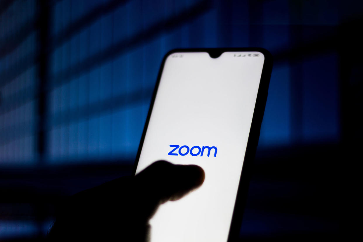 Zoom logo phone Photo Illustration by Rafael Henrique/SOPA Images/LightRocket via Getty Images