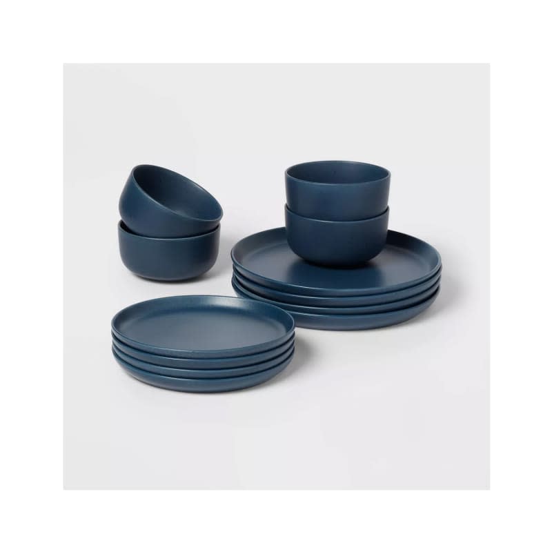 12pc Stoneware Tilley Dinnerware Set Blue