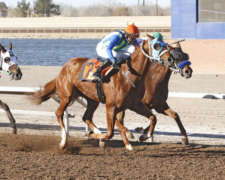Community Leader earned a win in the Corralito Steak House Stakes race for El Paso owners Judy and Kirk Robision at Sunland Park Racetrack & Casino.