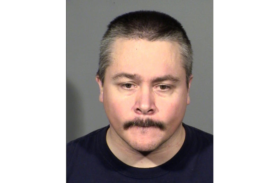 FILE - This Clark County Detention Center undated booking photo shows suspect Anthony Wrobel, of Las Vegas. The former Las Vegas Strip casino card dealer is facing the rest of his life in prison after pleading guilty to shooting a resort executive to death and wounding a co-worker at a company picnic in April 2018. Court-appointed attorneys representing Wrobel didn't immediately respond Thursday, Sept. 26, 2019, to messages about this Sept. 18 guilty pleas to murder for killing Venetian casino executive Mia Banks and attempted murder for wounding co-worker Hector Rodriguez. (Las Vegas Metropolitan Police Department via AP, File)
