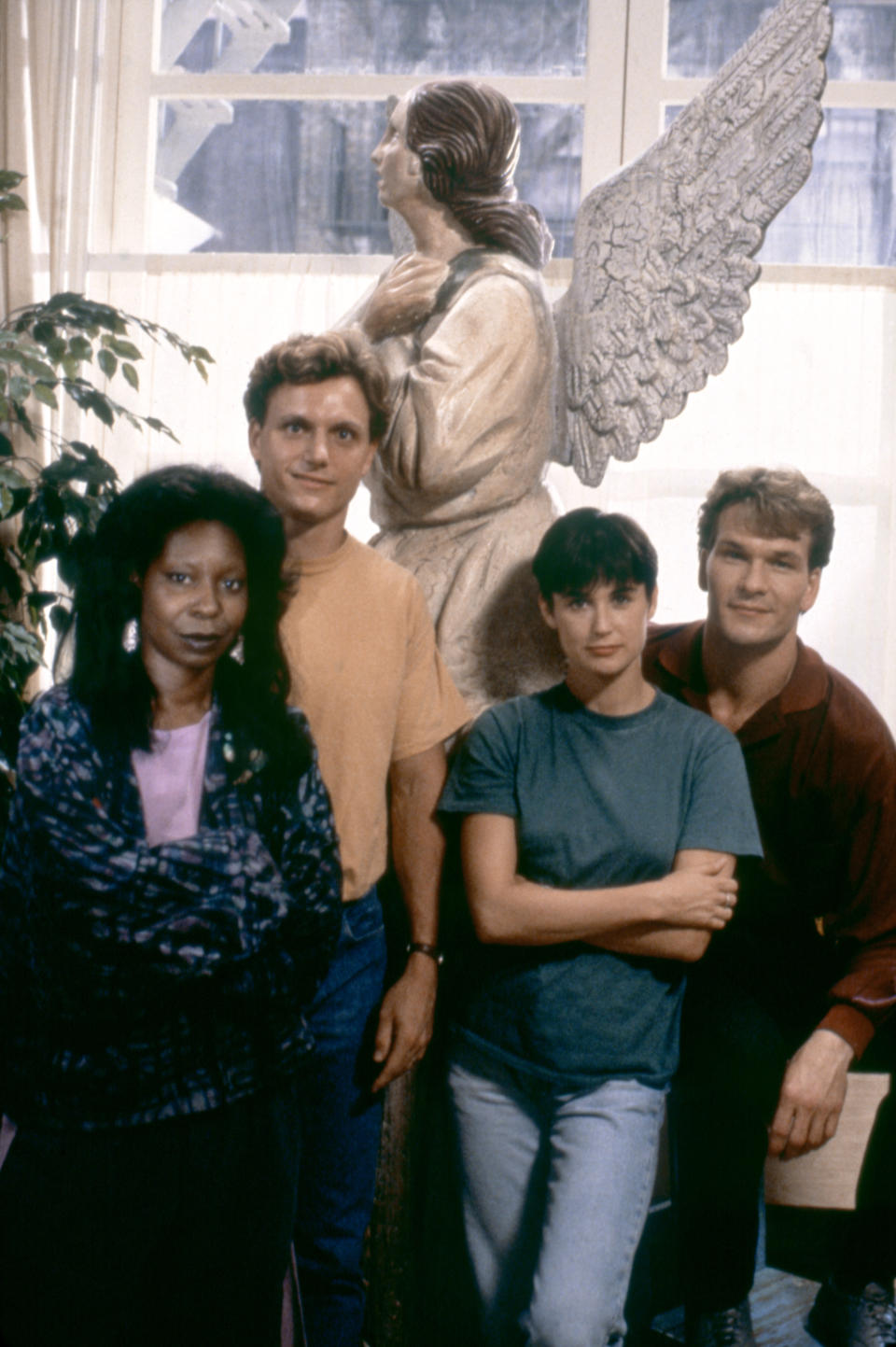 American actors Whoopi Goldberg, Tony Goldwyn, Demi Moore and Patrick Swayze on the set of Ghost, directed by Jerry Zucker. (Photo by Paramount Pictures/Sunset Boulevard/Corbis via Getty Images)