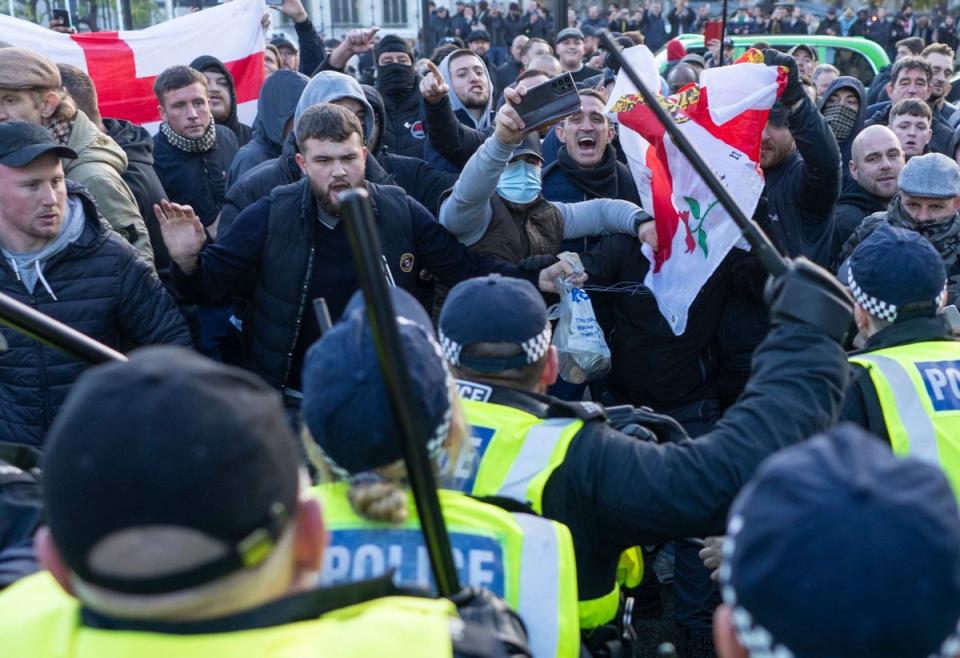 More than 90 counter-protesters were arrested (PA)