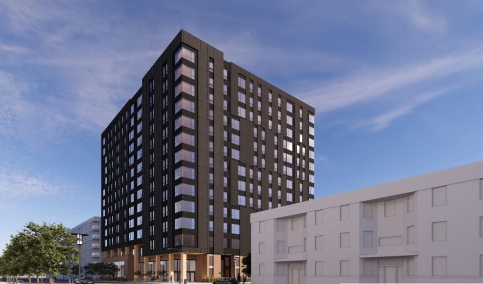 Harbor Bay Ventures of Illinois is proposing a 13-story apartment building, shown here in a conceptual rendering, at 1479 N. High St. in the University District, on the site of the Bier Stube bar. Columbus' current zoning rules only allow buildings to be 35-feet in height, but a proposed overhaul would allow much taller buildings along many of the city's main corridors.