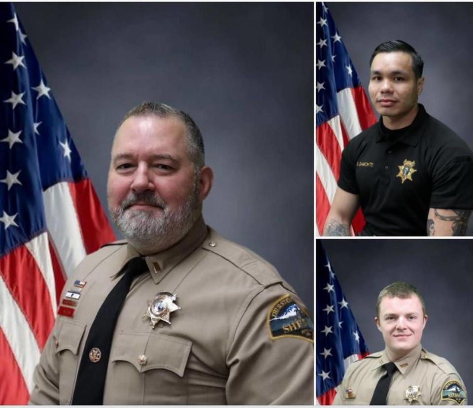 Clockwise from left: Lt. Dave Rodgers and corrections Deputies Ricardo Samonte and Trenton Lapp.