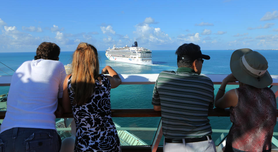 The cruise ship of the Norwegian Cruise Line 'Norwegian Dawn" departs the Royal Naval Dockyard July 16, 2013, near the port of Hamilton, Bermuda. REUTERS/Gary Cameron 