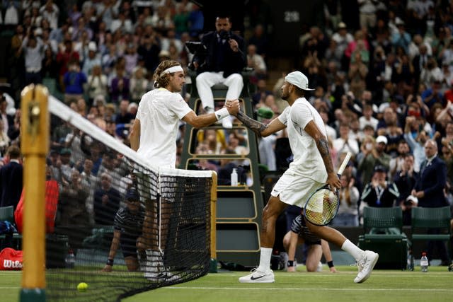 Nick Kyrgios saw off Stefanos Tsitsipas in a memorable clash in the third round